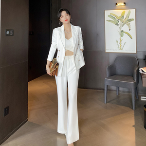 张念恩定制 时髦博主 白色小西装外套ol通勤女装面试正装职业套装