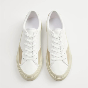 wnzhd zara新款板鞋男鞋白色双条纹带饰运动鞋小白鞋 12211720001