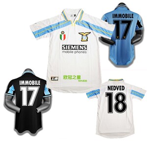 2000-01复古拉齐奥主场球衣1998客场黑经典内斯塔克雷斯足球队服