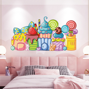糖果屋墙贴纸自粘女孩儿童房间墙面装饰品卧室床头背景墙壁纸贴画