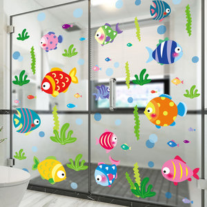 浴室墙贴海洋贴画淋浴房卫生间防水瓷砖贴纸玻璃窗花贴花门贴装饰