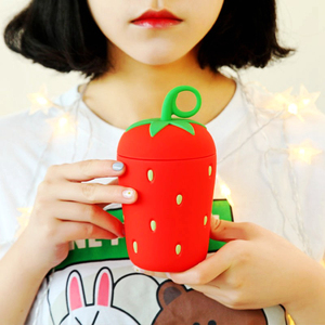 韩式高颜值少女心圆形塑玻杯外塑料内玻璃水杯小巧可消毒耐高温