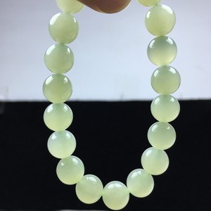 天然新疆和田玉翠晴色荧光高冰晴水单圈卡10圆珠精品男女士手串链