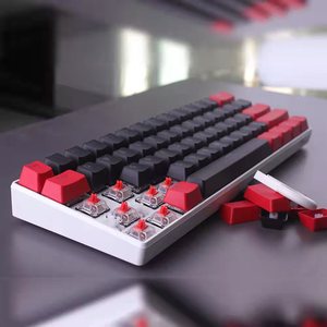 gmk 红武士 拼色键帽pbt 键帽 61键红色和黑色双色背光键帽