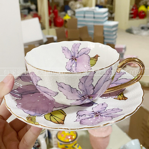 欧式咖啡杯碟套装下午茶杯创意英式杯具优雅简约描金边骨瓷花茶杯