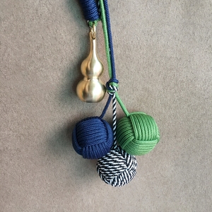 手工编织钥匙链创意钥匙扣金刚猴拳结小球特色汽车挂件后视镜挂饰