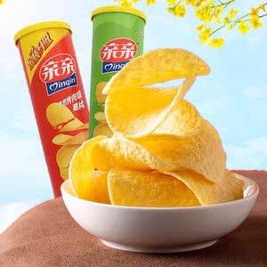 亲亲薯片桶装烤肉味黄瓜味土豆片组合装休闲膨化马铃薯小吃零食