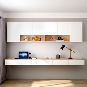 书架墙上壁挂式实木挂墙壁柜定制隔板吊柜悬空书桌客厅卧室置物架