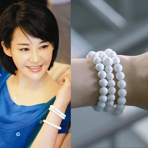 明星同款手链许晴3圈白色手链水晶手串百搭简约配饰女佛珠颗定制