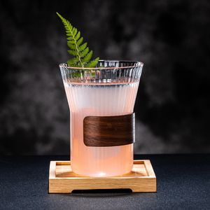 日式酒杯鸡尾酒杯高颜值果汁杯玻璃水杯创意竹套竖纹杯咖啡冷萃杯