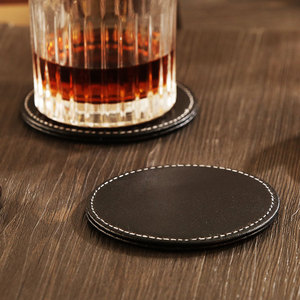 黑色皮质杯垫 高级鸡尾酒垫防滑垫酒吧垫欧式创意皮杯垫加厚套装