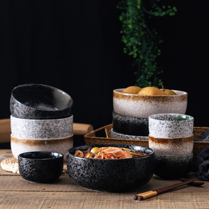 日式陶瓷复古韩式拌饭碗粗陶餐具面碗大号汤碗家用碗单个碗拉面碗