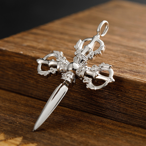 十字金刚橛  普巴降魔杵吊坠18k黄金挂件24k纯金把件铂金创意项链