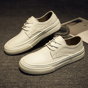 小白鞋男真皮夏季新款休闲鞋日系简约青少年白色单鞋透气潮流板鞋