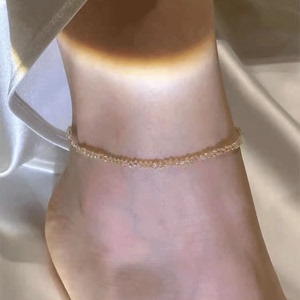 水晶脚链女高级感2022年新款潮冷淡风ins小众设计感轻奢气质脚饰