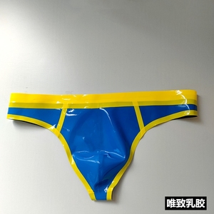纯天然乳胶男式男士内衣内裤性感丁字裤t裤蓝色拼色低腰可定做