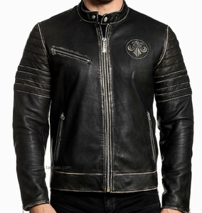 19911 affliction 男士机车摇滚克罗心做旧皮衣夹克外套正品订购