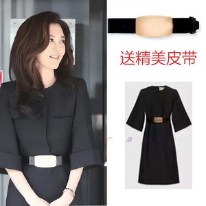 明星宋茜刘亦菲同款黑色连衣裙韩版修身中长款裙气质高贵夏季新款