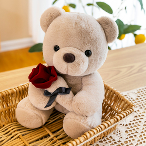可爱玫瑰花泰迪熊抱抱熊情侣公仔小熊布偶娃娃毛绒玩具女生礼物男