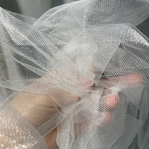 进口高档硬网纱  透明亮丝亮光菱形DIY造型网纱设计礼服面料布料