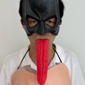 万圣节恐怖吓人仿真红色长舌头吊死鬼装扮黑白无常魔鬼愚人节道具