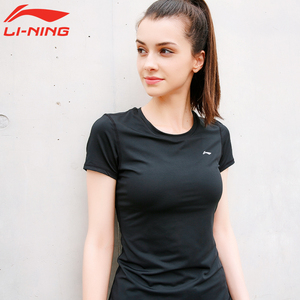 李宁健身衣女夏跑步速干运动短袖T恤健身房紧身衣训练服透气上衣
