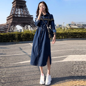 牛仔连体裙女长袖