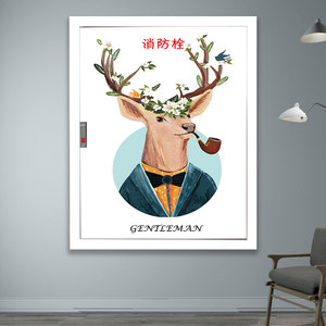 墙贴配电箱消防栓灭火器箱装饰遮挡翻新自粘画北欧不透明防水贴纸