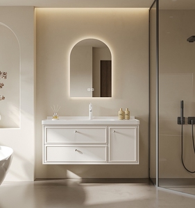 欧式橡木浴室柜组合卫生间洗漱台洗手盆洗脸台盆柜陶瓷一体盆镜柜