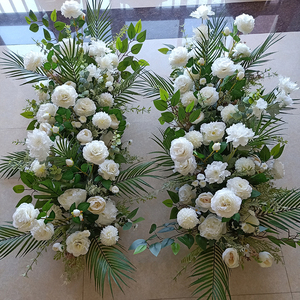 新款舞台路引花地排花中国风大红婚庆仿真花婚礼布场t台长条花