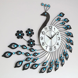 孔雀钟表壁挂钟客厅简约现代时尚创意时钟欧式个性静音装饰石英钟
