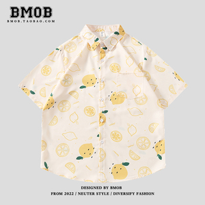 BMOB夏季衬衫男沙滩短袖休闲个性夏威夷衬衣薄款宽松大码海岛度假