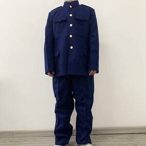 正品老货85海尉呢子服男士冬季蓝色毛呢长袖外套海干呢中山装西服