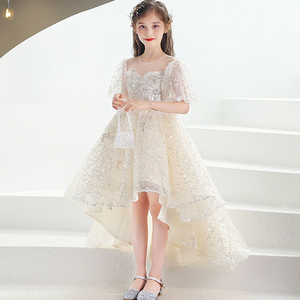 钢琴考级礼服女童主持人礼服女夏季公主裙蓬蓬纱少儿模特走秀裙子