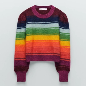 ur zara cos彩虹条纹针织衫上衣05755137330 5755137
