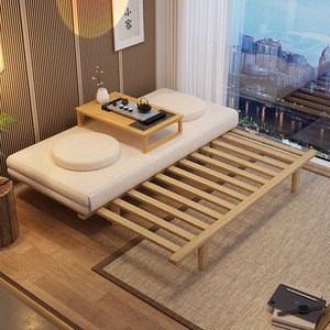 2023年新款地台实木沙发床两用可折叠北欧小户型客厅现代简约床架