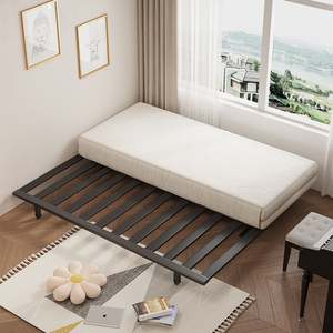 多功能铁床架简约沙发床小户型可抽拉折叠两用棉麻新款伸缩隐形床