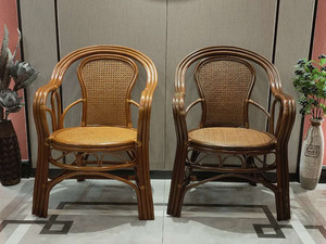 天然印尼植物家用办公电脑老板职员靠背藤椅单人编织椅子老人藤椅