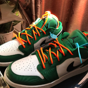 适配airjordan1low小凯尔特人白绿ow联名dunk橙色细圆字母aj1鞋带