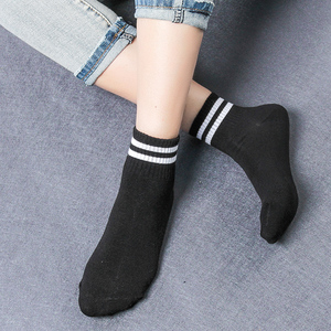 袜子女中筒袜黑色棉袜纯色韩国春夏季长袜薄款中腰日系韩版学院风