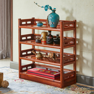 红木鞋架花梨木置物架客厅全实木储物架家用门口架子简约新中式架