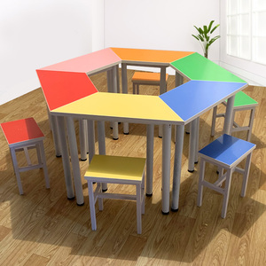学校创客教室组合彩色培训桌椅中学生心理辅导课桌美术绘画桌包邮