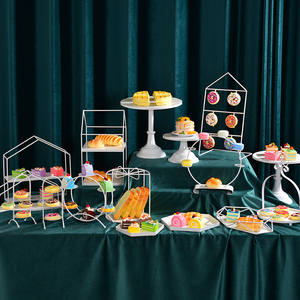 白色金属铁艺甜品台摆件展示架欧式下午茶蛋糕点心架冷餐茶歇摆台