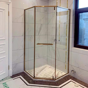 上海定制轻奢金色拉丝窄边淋浴房钻石形卫生间干湿分离隔断沐浴房
