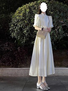 大码女装新中式国风改良旗袍连衣裙女夏季胖mm高级感超仙白色长裙