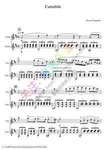 帕格尼尼Cantabile 柔美如歌 ms109小提琴古典吉他二重奏总谱分谱