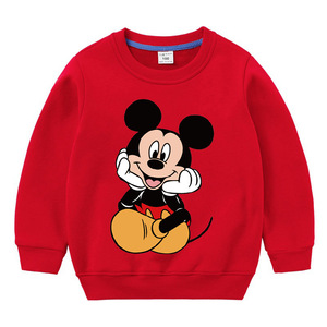 迪士尼米奇男童加绒卫衣秋冬装女童加厚长袖保暖衫米老鼠宝宝衣服
