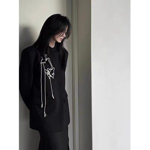 山本耀司原创设计感新中式蝴蝶刺绣休闲暗黑宽松黑色西装西服男女