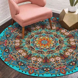 圆形地毯高级感民族风复古波斯波西米亚曼陀罗客厅卧室摇椅子地垫