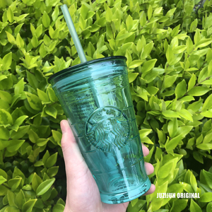 星巴克杯子夏季玻璃杯吸管杯绿色美人鱼logo大容量车载喝水杯子